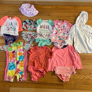 18-24 month bathing suits, hat and cover-up